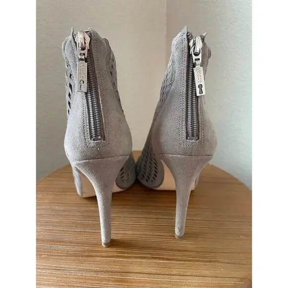 Ivanka IT "Didia" caged suede gray taupe heeled open toe booties 7.5 - Picture 2 of 7